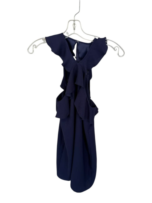 CeCe Size 2 Navy Polyester Halter Neck Back Zip Ruffles Dress Navy / 2