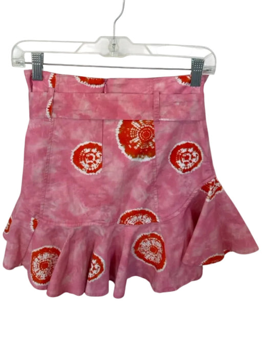 Never a Wallflower Size XS Pink & Orange Cotton Side Zip Tie Dye Belted Skirt Pink & Orange / XS