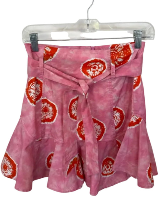 Never a Wallflower Size XS Pink & Orange Cotton Side Zip Tie Dye Belted Skirt Pink & Orange / XS
