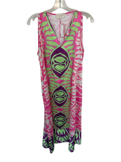 NEMA Resort Wear Size S Pink & Green Polyester Sleeveless Kaleidoscope Dress Pink & Green / S