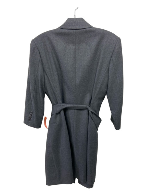 Theory Size 12 Dark Gray Wool Blend Double Breast Lapel Trench Belt Inc Jacket Dark Gray / 12