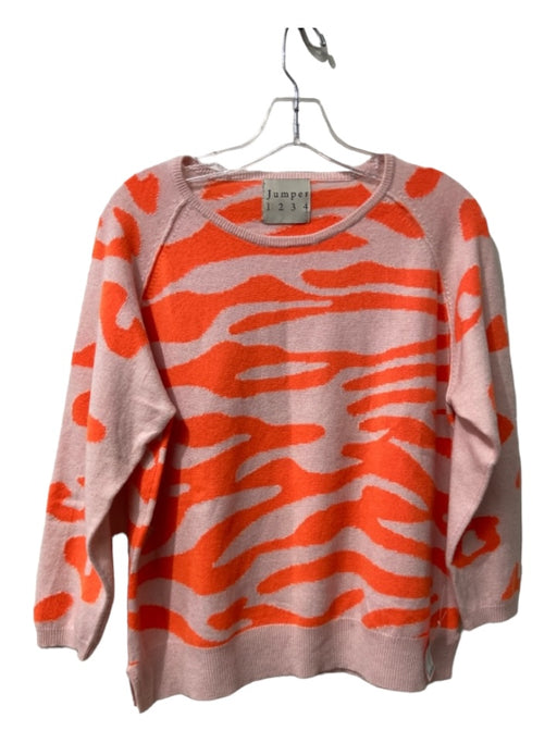 Jumper 1234 Size 1 Pink & Orange Cashmere Animal Print Round Neck Sweater Pink & Orange / 1