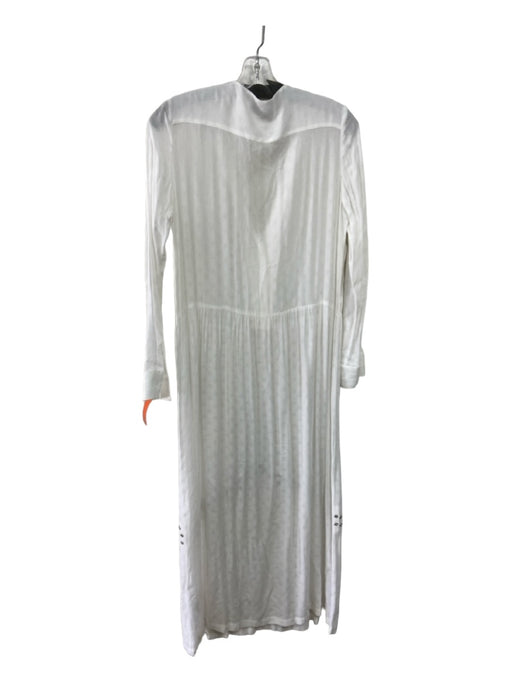 Sandro Size Est M White Viscose V Neck Embroidered Detail Long Sleeve Maxi Dress White / Est M