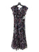 Misa Size M Black & Multi Silk Floral Maxi Ruffle Cap Sleeve Tie V Neck Dress Black & Multi / M