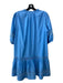 Marie Oliver Size S Blue Cotton & Silk Half Button V Neck Pleated Dress Blue / S