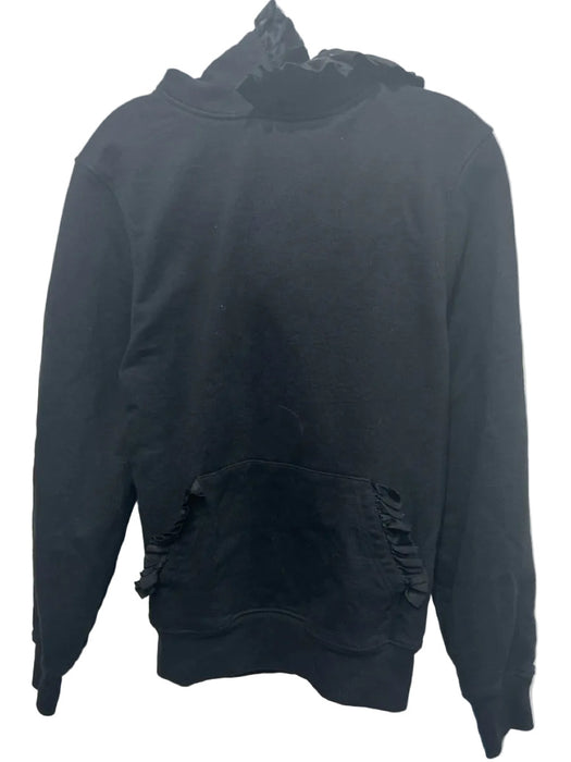 Tanner Fletcher Size XS Black Cotton Ruffle Detail Long Sleeve Hoodie Sweater