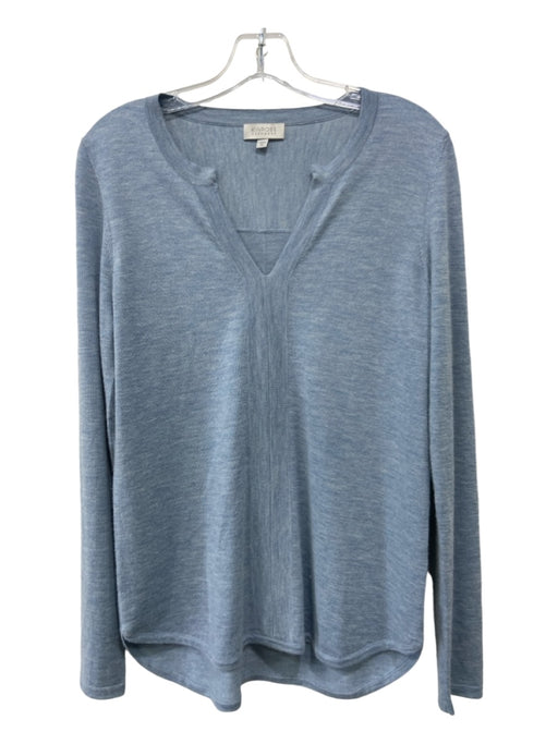 Kinross Size M Light Blue Cashmere Heathered Tunic Neck Long Sleeve Top Light Blue / M