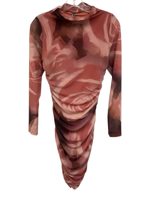 Anthropologie Size S Pink Polyester Ruched Long Sleeve Dress Pink / S