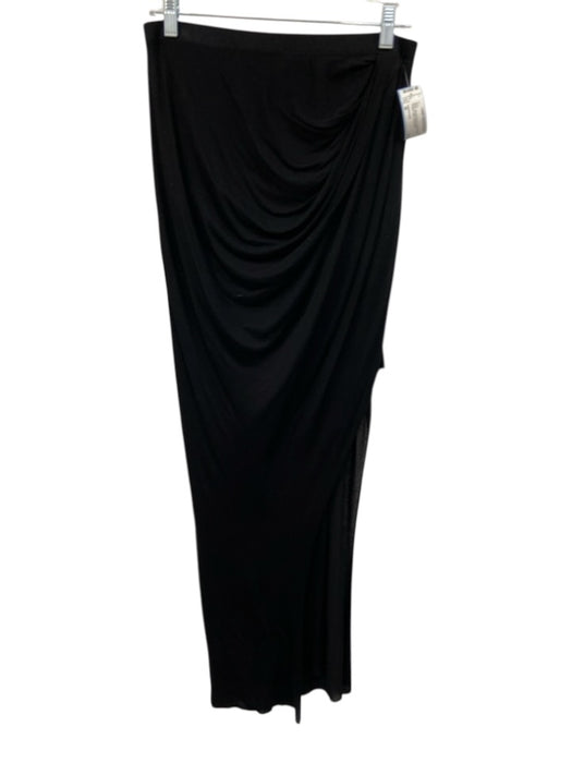 Helmut Lang Size M Black Modal Blend Elastic Waist Slit Draped Maxi Skirt Black / M