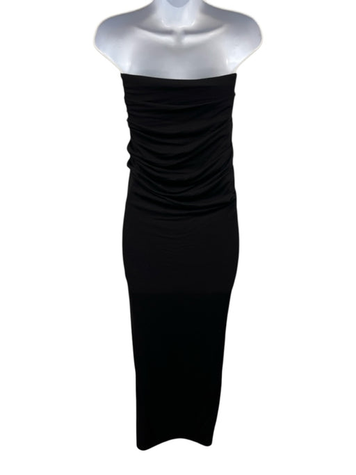 Naked Wardrobe Size S Black Viscose Blend Strapless Side Gather Maxi Dress Black / S