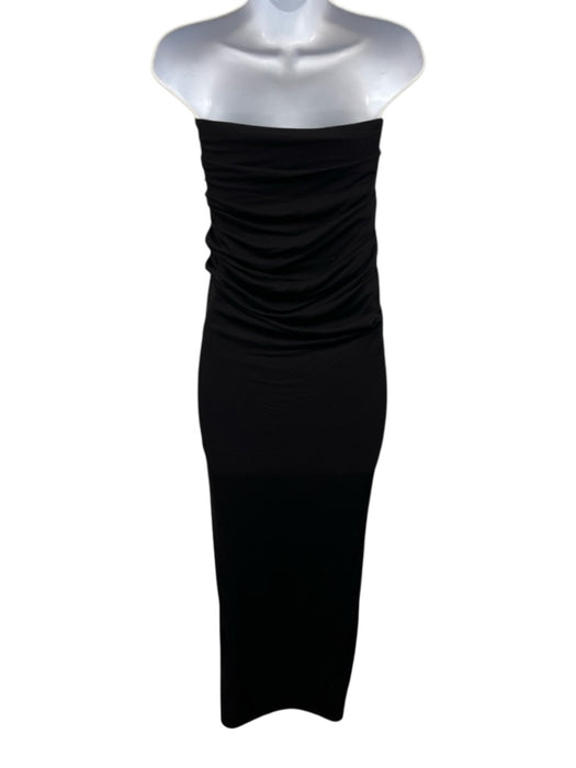 Naked Wardrobe Size S Black Viscose Blend Strapless Side Gather Maxi Dress Black / S