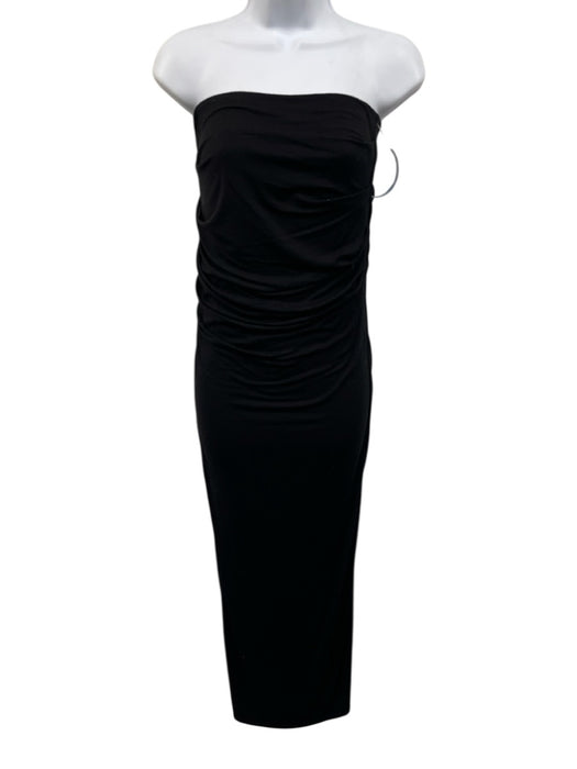 Naked Wardrobe Size S Black Viscose Blend Strapless Side Gather Maxi Dress Black / S