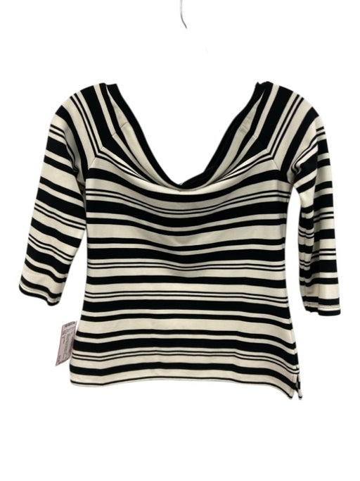 Karen Millen Size 6 Black & White Viscose Blend Off Shoulder Striped Top Black & White / 6