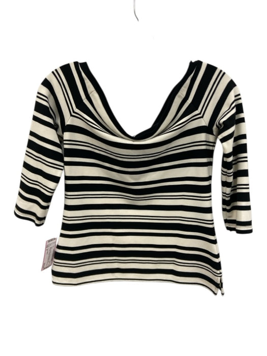 Karen Millen Size 6 Black & White Viscose Blend Off Shoulder Striped Top Black & White / 6