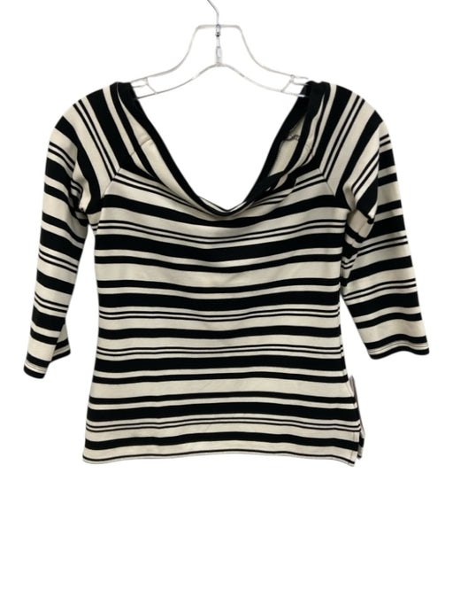 Karen Millen Size 6 Black & White Viscose Blend Off Shoulder Striped Top Black & White / 6