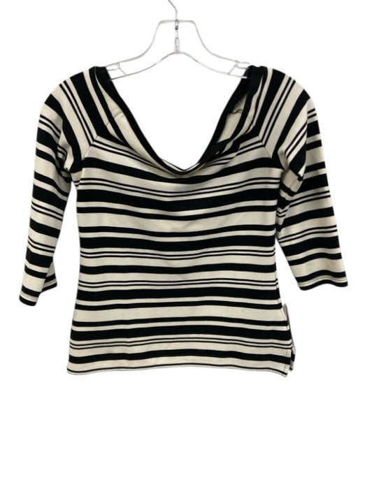 Karen Millen Size 6 Black & White Viscose Blend Off Shoulder Striped Top Black & White / 6
