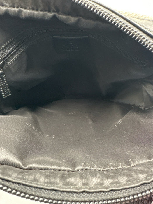 Gucci AS IS Beige & Black Nylon & Leather Zip Pockets Crossbody Men's Bag