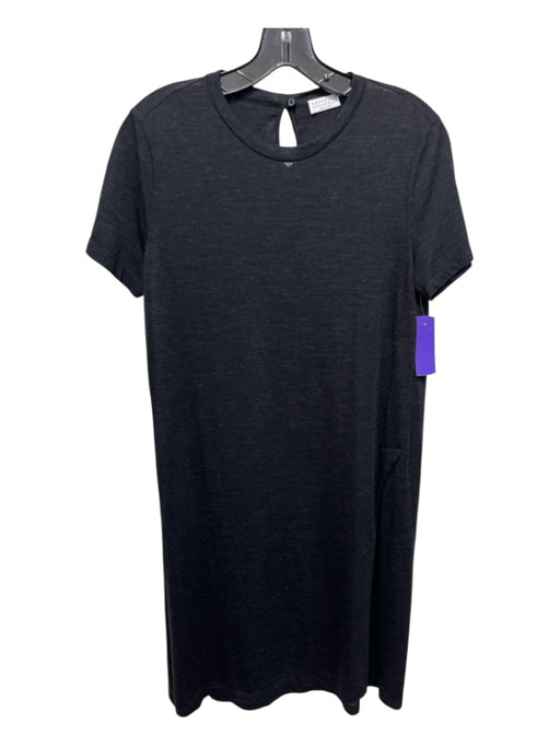 Brunello Cucinelli Size Large Dark Gray Wool Blend Short Sleeve Heathered Top Dark Gray / Large