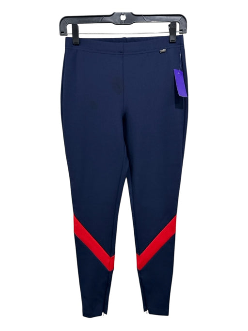 St. John Size P Navy & Red Nylon Blend Elastic Waist Color Blend Leggings Navy & Red / P