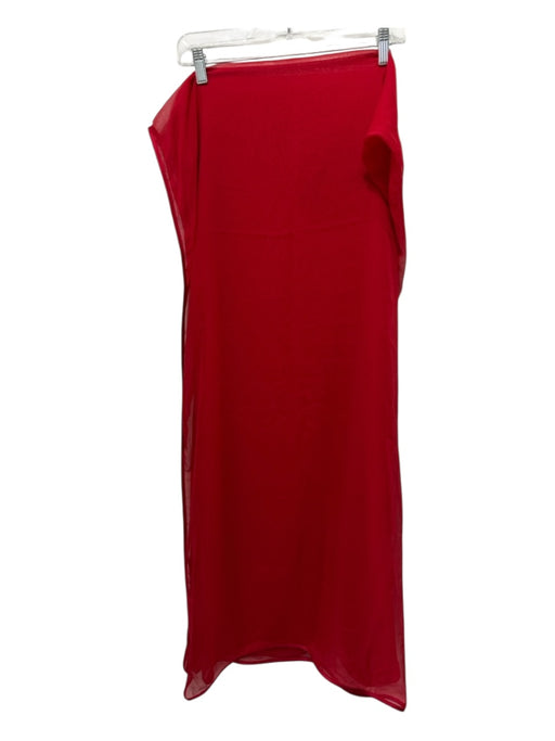 Adrienne Landau Red Silk Chiffon Trim Detail Wrap scarf Red / Large