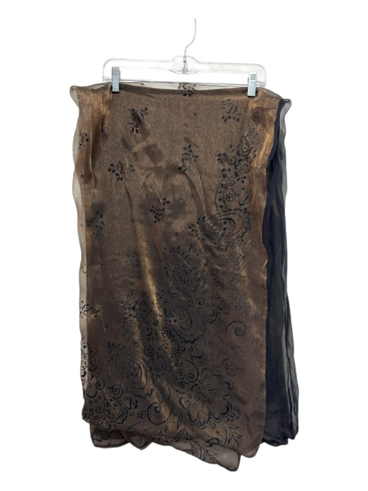 Salvatore Ferragamo Black & Gold Silk Floral Design Metallic Thread Square scarf Black & Gold / Large
