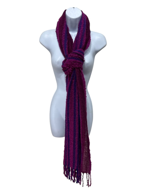 Milhua Purple Alpaca Tassels Striped Woven scarf Purple
