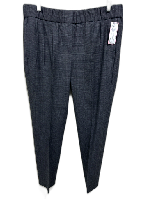 Brunello Cucinelli Size 10 Dark Gray Wool & Elastane Tweed Elastic Waist Pants Dark Gray / 10