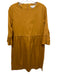 'S Max Mara Size 8 Mustard Yellow Cotton Blend 3/4 Sleeve Back Zip Dress Mustard Yellow / 8