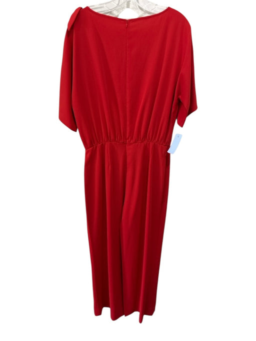 St. John Size 6 Red Short Sleeve Boat Neck Gathered Waist Tie Detail Jumpsuit Red / 6