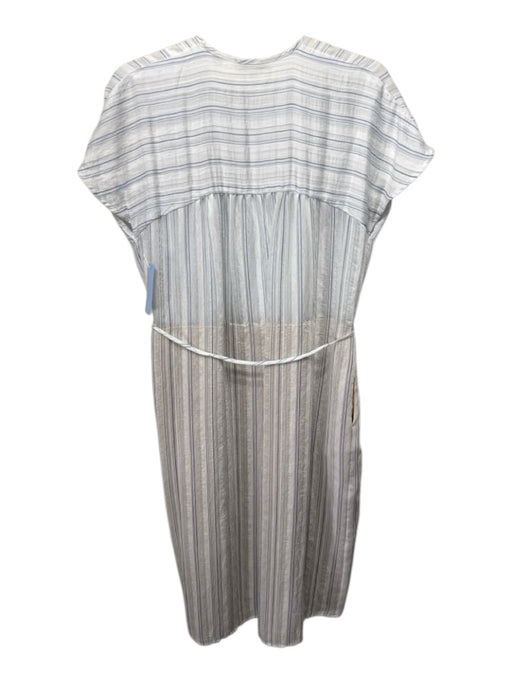 Vince Size S White & Baby Blue Cotton Blend Stripe Short Sleeve Dress White & Baby Blue / S