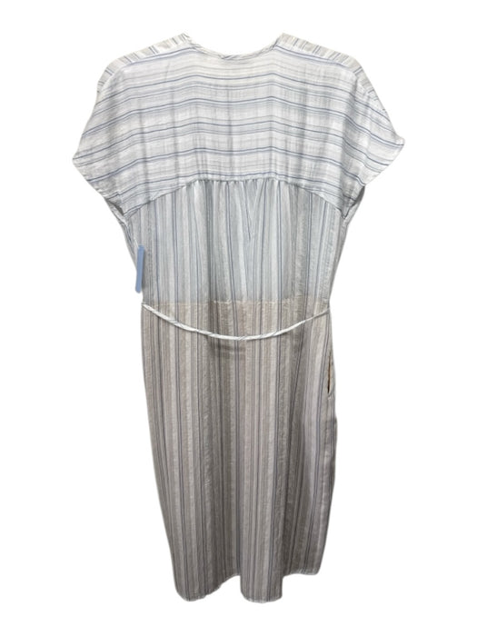 Vince Size S White & Baby Blue Cotton Blend Stripe Short Sleeve Dress White & Baby Blue / S
