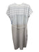 Vince Size S White & Baby Blue Cotton Blend Stripe Short Sleeve Dress White & Baby Blue / S
