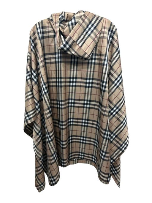 Burberry Beige Print Polyester Novacheck Hood Open Sleeve Poncho Beige Print / One Size