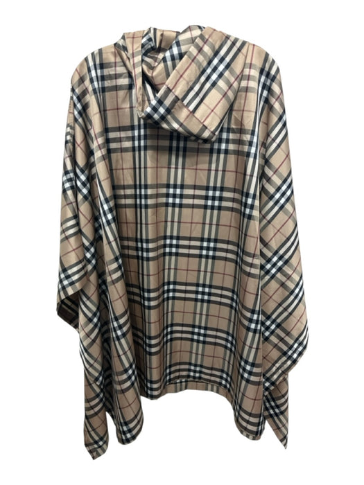Burberry Beige Print Polyester Novacheck Hood Open Sleeve Poncho Beige Print / One Size