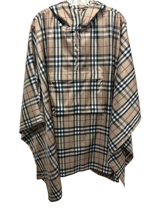 Burberry Beige Print Polyester Novacheck Hood Open Sleeve Poncho Beige Print / One Size
