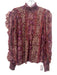 Ulla Johnson Size 6 Maroon & Multi Silk Blend Metallic Thread Floral Ruffle Top Maroon & Multi / 6