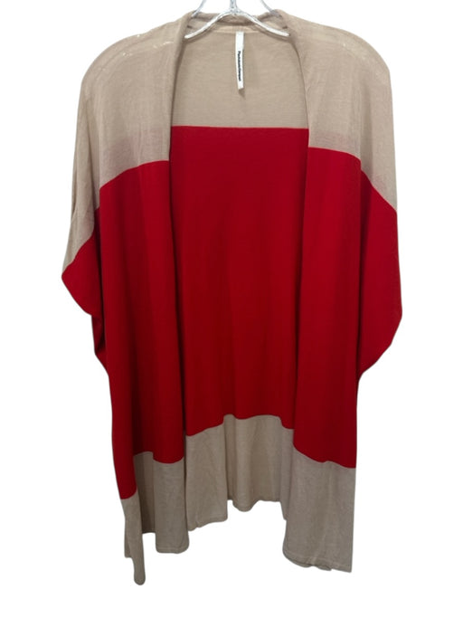 Pier Antonio Gaspari Size 42 Beige & Red Viscose Blend Knit Color Block Jacket Beige & Red / 42