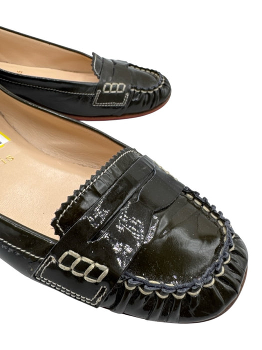 Christian Louboutin Shoe Size 38.5 Olive Green Patent Leather Round Toe Loafers Olive Green / 38.5