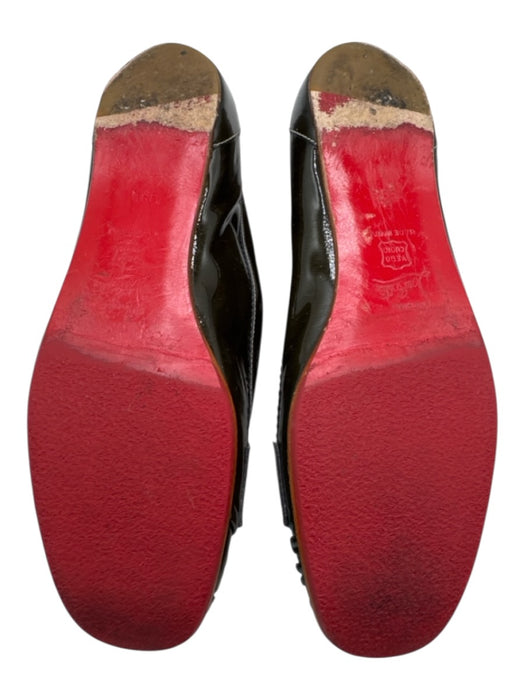 Christian Louboutin Shoe Size 38.5 Olive Green Patent Leather Round Toe Loafers Olive Green / 38.5
