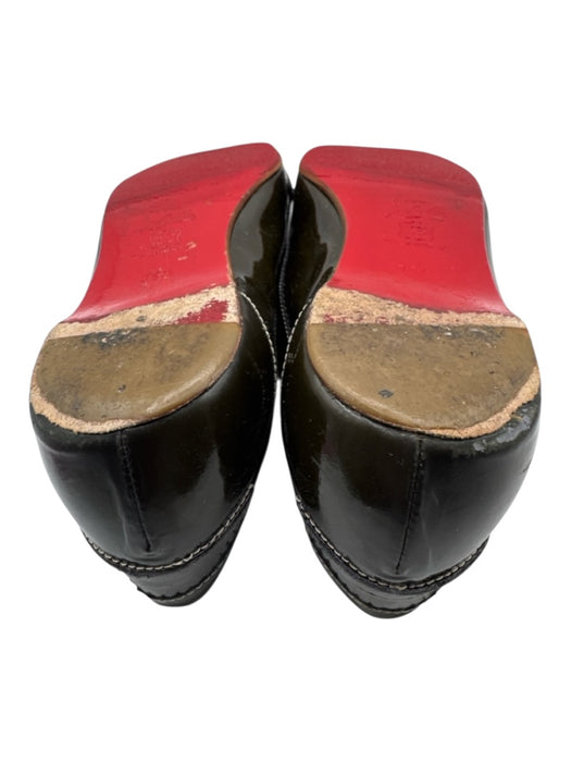 Christian Louboutin Shoe Size 38.5 Olive Green Patent Leather Round Toe Loafers Olive Green / 38.5