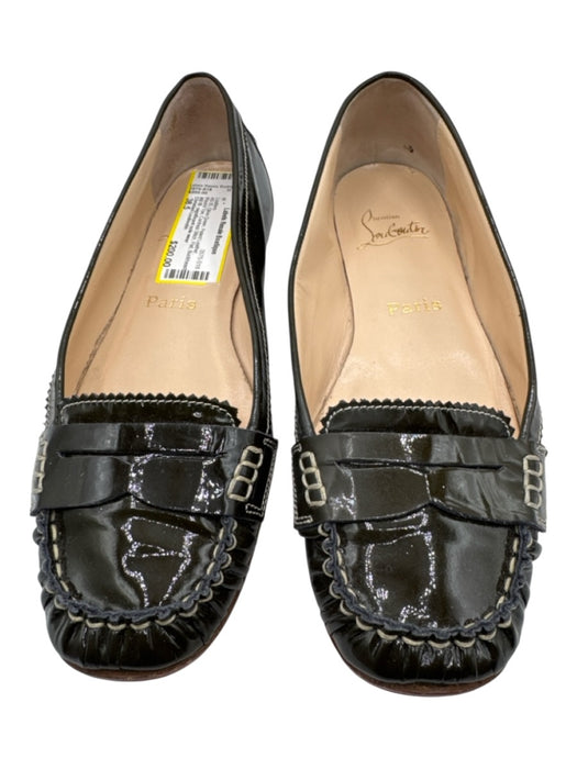 Christian Louboutin Shoe Size 38.5 Olive Green Patent Leather Round Toe Loafers Olive Green / 38.5