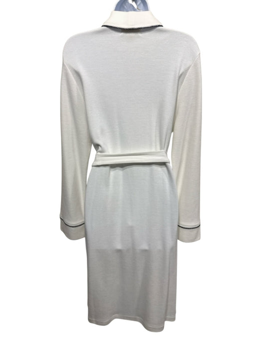 Carmen Von Glaser Size M White & Black Pima Cotton Long Sleeve Tie Front Robe White & Black / M
