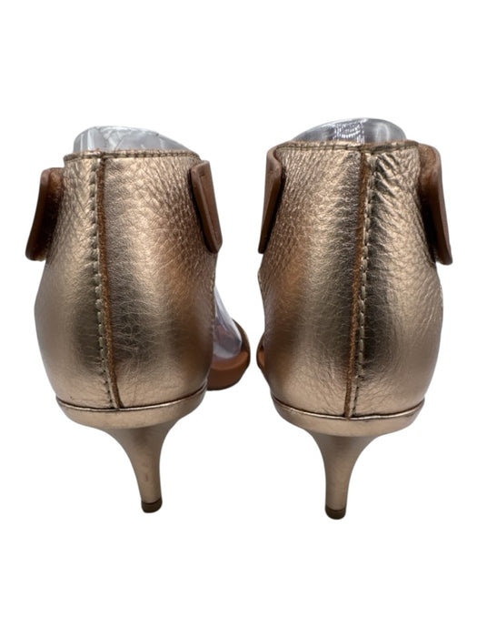 Pedro Garcia Shoe Size 38.5 Tan & Gold Leather Upper Metallic Accent Sandals Tan & Gold / 38.5