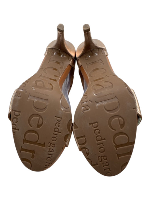 Pedro Garcia Shoe Size 38.5 Tan & Gold Leather Upper Metallic Accent Sandals Tan & Gold / 38.5