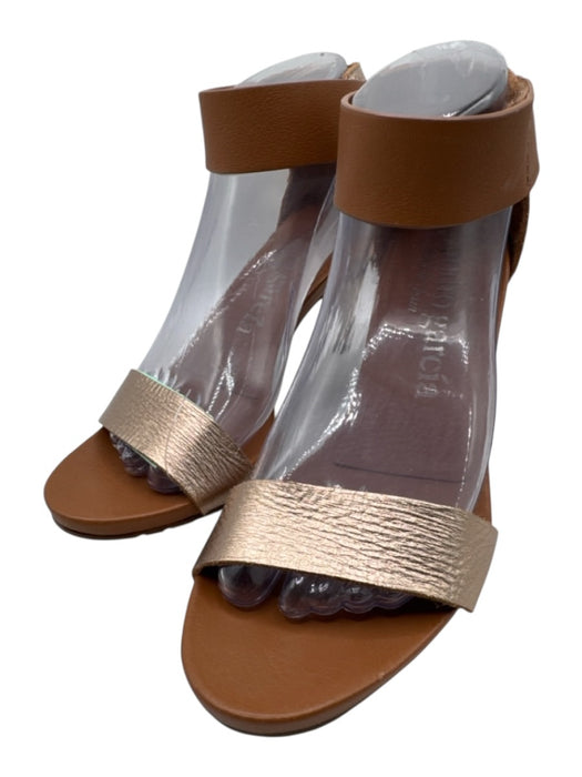 Pedro Garcia Shoe Size 38.5 Tan & Gold Leather Upper Metallic Accent Sandals Tan & Gold / 38.5