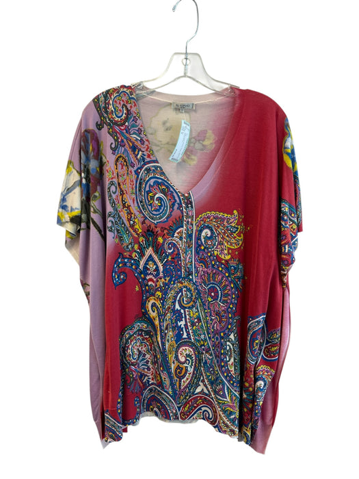 Etro Size S Multi V Neck Batwing Paisley Knit Top Multi / S