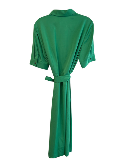 Lafayette 148 Size 8 Green Silk Blend Collared Button Up 1/2 Sleeve Dress Green / 8