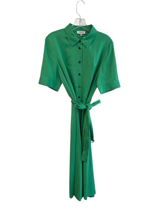 Lafayette 148 Size 8 Green Silk Blend Collared Button Up 1/2 Sleeve Dress Green / 8