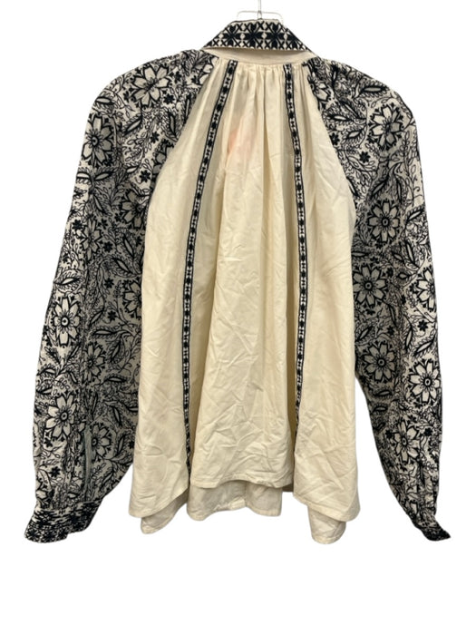 Roller Rabbit Size M White & Black Cotton Long Sleeve Button Up Top White & Black / M
