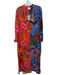 Farm Rio Size Est M blue, pink, multi Viscose Long Sleeve Floral Button up Dress blue, pink, multi / Est M